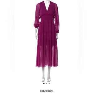 Intermix Magenta Deep-V Midi Dress, never been worn in wonderful condition.